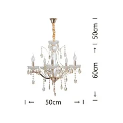 LAMPADARIO SOFFITTO A SOSPENSIONE CLASSICO 5 BRACCI E14 EFFETTO CRISTALLO A60-5