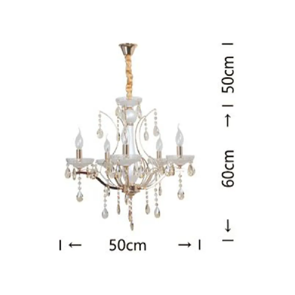 LAMPADARIO SOFFITTO A SOSPENSIONE CLASSICO 5 BRACCI E14 EFFETTO CRISTALLO A60-5