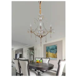 LAMPADARIO SOFFITTO A SOSPENSIONE CLASSICO 3 BRACCI E14 EFFETTO CRISTALLO A60-3