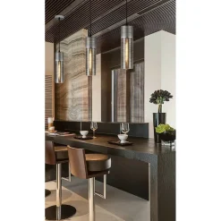 LAMPADARIO SOFFITTO CILINDRICO IN VETRO LAMPADA A SOSPENSIONE ATTACCO E27 A36-03