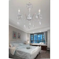 LAMPADARIO SOFFITTO CLASSICO 3 BRACCI ATTACCO E14 VETRO EFFETTO CRISTALLO A01-3