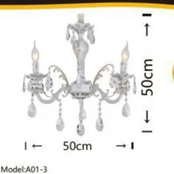 LAMPADARIO SOFFITTO CLASSICO 3 BRACCI ATTACCO E14 VETRO EFFETTO CRISTALLO A01-3