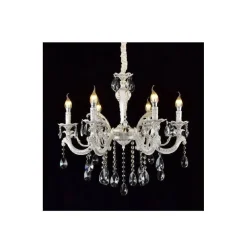 LAMPADARIO SOFFITTO CLASSICO 6 BRACCI ATTACCO E14 VETRO EFFETTO CRISTALLO A01-6