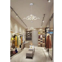 LAMPADARIO SOFFITTO LED 50W MODERNO LAMPADA CURVA LUCE NATURALE CALDA FREDDA B17