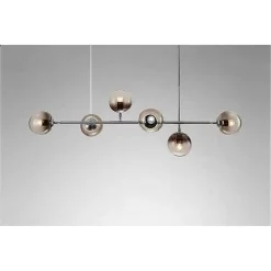 LAMPADARIO SOSPENSIONE 6 SFERE ATTACCO E27 IN VETRO LAMPADA IN METALLO ARGENTO 71652