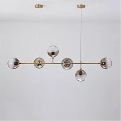 LAMPADARIO SOSPENSIONE 6 SFERE ATTACCO E27 IN VETRO LAMPADA IN METALLO ORO 71645