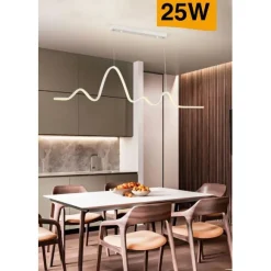 LAMPADARIO SOSPENSIONE LED MODERNO ONDA SFALSATA 25W LUCE 6500K 3000K 4000K B73B