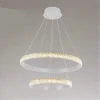 LAMPADARIO SOSPENSIONE LED 60 W 2 CERCHI ANELLI CRISTALLO TELECOMANDO BIANCO 31951