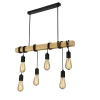 LAMPADARIO SOSPENSIONE LEGNO STILE INDUSTRIALE 6 PORTALAMPADA E27 LAMPADA CUCINA B47-6