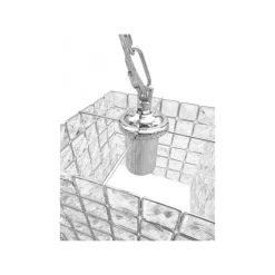 LAMPADARIO SOSPESO CUBO CON CRISTALLI LAMPADA LUCE E27 ARGENTO QUADRATO 32323