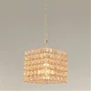 LAMPADARIO SOSPESO CUBO CRISTALLI LAMPADA LUCE ATTACCO E27 ORO QUADRATO 32309