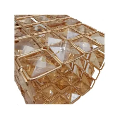 LAMPADARIO SOSPESO CUBO CRISTALLI LAMPADA LUCE ATTACCO E27 ORO QUADRATO 32309