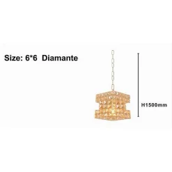 LAMPADARIO SOSPESO CUBO INTRECCIATO CON CRISTALLI LAMPADA LUCE E27 ORO 32385