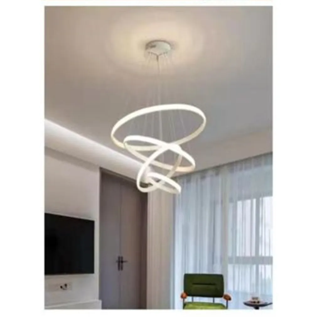 LAMPADARIO SOSPESO LED 120W 4 CERCHI PENDENTE ROTONDO ANELLI BIANCO LUCE 4000K 50279