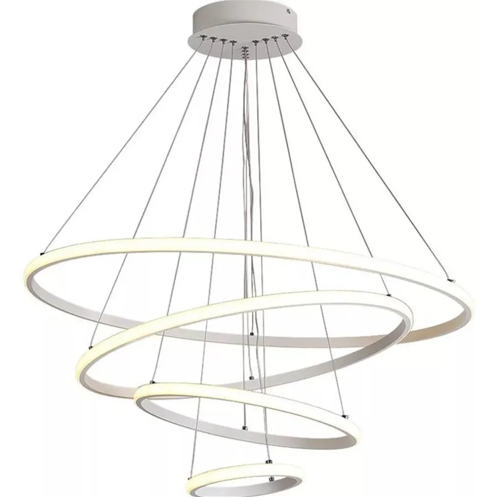 LAMPADARIO SOSPESO LED 120W 4 CERCHI PENDENTE ROTONDO ANELLI BIANCO LUCE 4000K 50279