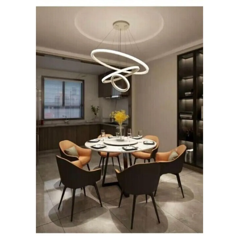 LAMPADARIO SOSPESO LED 72W 3 CERCHI PENDENTE ROTONDO ANELLI BIANCO LUCE 4000K 50255