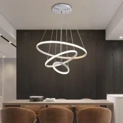 LAMPADARIO SOSPESO LED 72W 3 CERCHI PENDENTE ROTONDO ANELLI BIANCO LUCE 4000K 50255