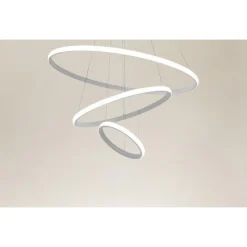 LAMPADARIO SOSPESO LED 72W 3 CERCHI PENDENTE ROTONDO ANELLI BIANCO LUCE 4000K 50255