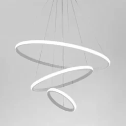LAMPADARIO SOSPESO LED 72W 3 CERCHI PENDENTE ROTONDO ANELLI BIANCO LUCE 6500K 50293