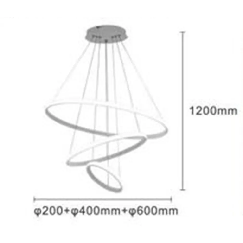LAMPADARIO SOSPESO LED 72W 3 CERCHI PENDENTE ROTONDO ANELLI BIANCO LUCE 6500K 50293