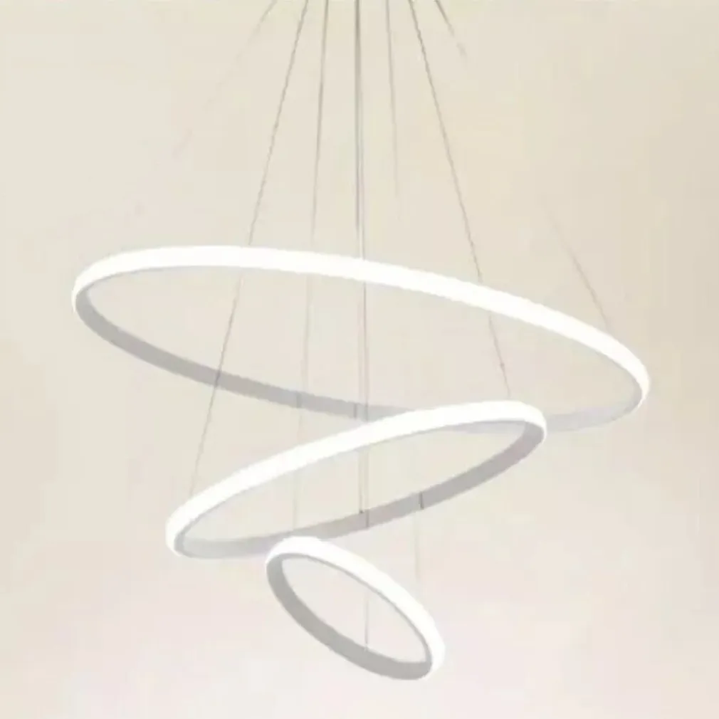 LAMPADARIO SOSPESO LED 100W 3 CERCHI PENDENTE ANELLI BIANCO LUCE 4000K MODERNO 50262