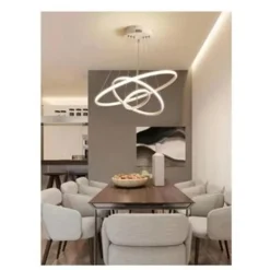 LAMPADARIO SOSPESO LED 100W 3 CERCHI PENDENTE ANELLI BIANCO LUCE 4000K MODERNO 50262