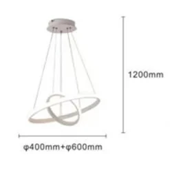 LAMPADARIO SOSPESO LED 60W 2 CERCHI PENDENTE ROTONDO ANELLI BIANCO LUCE 4000K 50248