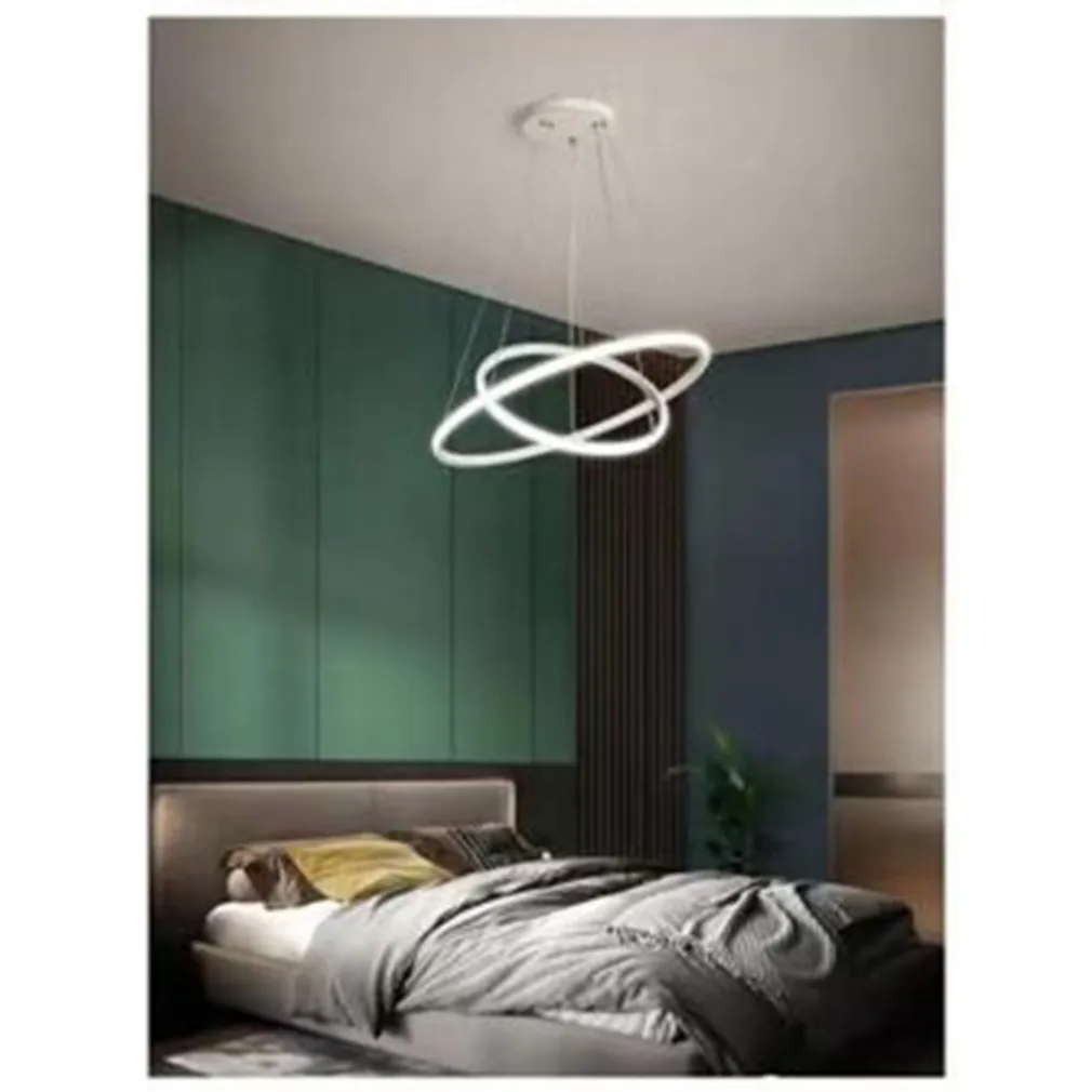 LAMPADARIO SOSPESO LED 60W 2 CERCHI PENDENTE ROTONDO ANELLI BIANCO LUCE 4000K 50248