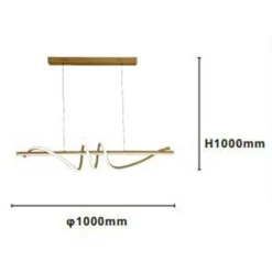 LAMPADARIO SOSPESO LED 65W ORO SPIRALE ONDULATO VORTICE ORIZZONTALE LUCE 3000K-6500K 01158