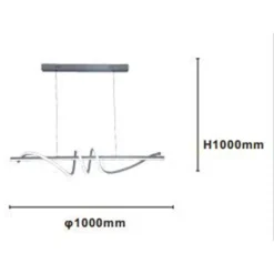 LAMPADARIO SOSPESO LED 65W ARGENTO SPIRALE ONDULATO VORTICE ORIZZONTALE LUCE 3000K-6500K 01165