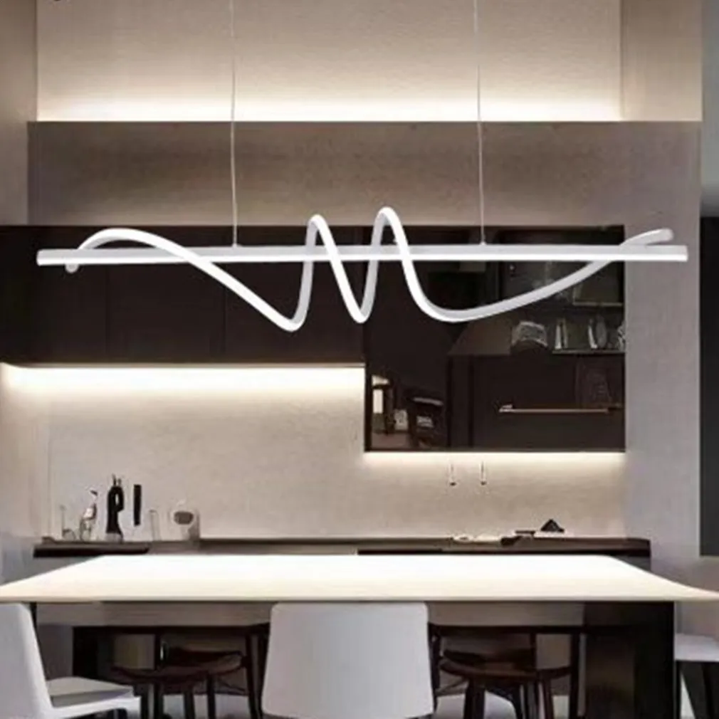 LAMPADARIO SOSPESO LED 65W BIANCO SPIRALE ONDULATO VORTICE ORIZZONTALE LUCE 3000K-6500K 01141