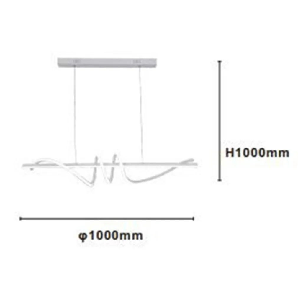 LAMPADARIO SOSPESO LED 65W BIANCO SPIRALE ONDULATO VORTICE ORIZZONTALE LUCE 3000K-6500K 01141