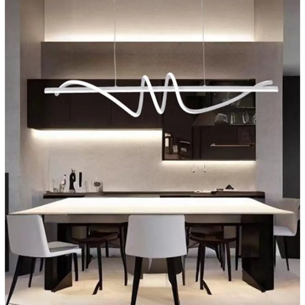 LAMPADARIO SOSPESO LED 65W BIANCO SPIRALE ONDULATO VORTICE ORIZZONTALE LUCE 3000K-6500K 01141