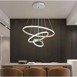 LAMPADARIO SOSPESO LED 100W 3 CERCHI PENDENTE ANELLI BIANCO LUCE 6500K MODERNO 50309