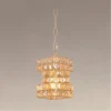 LAMPADARIO SOSPESO RETTANGOLARE INTRECCIATO CON CRISTALLI LUCE E27 ORO 32392