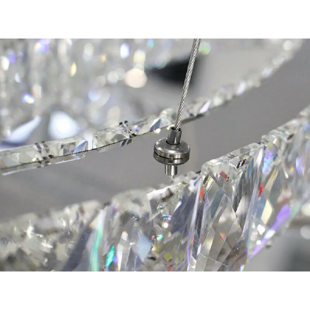 LAMPADARIO SPIRALE SOSPENSIONE REGOLABILE CRISTALLI BASE SPECCHIO 32W 6500K B15