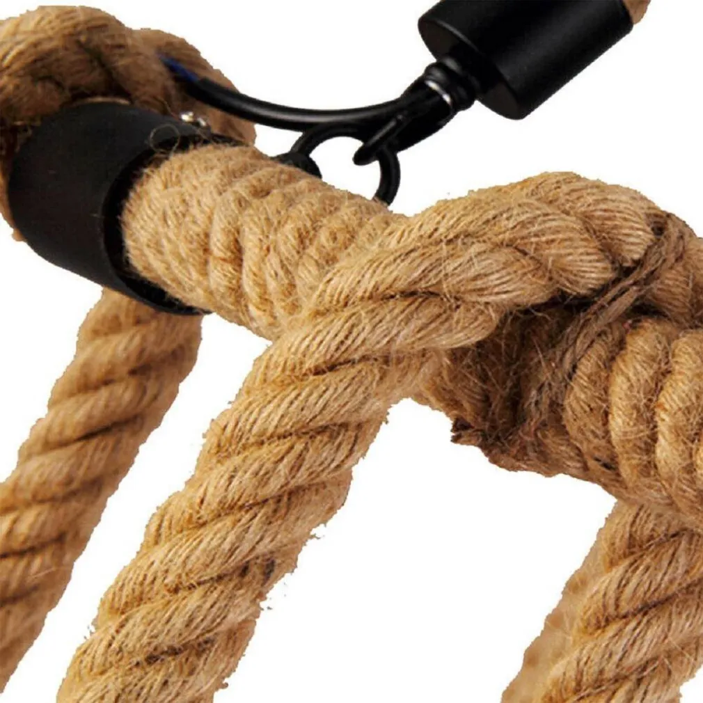 LAMPADARIO VINTAGE 6 PORTALAMPADA E27 CORDA CANAPA LAMPADA COUNTRY RETRO A38-6