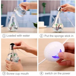 LAMPADINA DIFFUSORE UMIDIFICATORE PER AMBIENTI LED RGB AROMATERAPIA CROMOTERAPIA