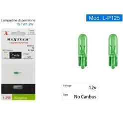LAMPADINE DI POSIZIONE T5 W1.2W L-P125 12V 1.2W AUTO LUCE CALDA ALOGENA NO CANBUS