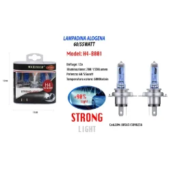 LAMPADINE PER AUTO H4 60/55W 12V LUCE BIANCA ALOGENA DI RICAMBIO MAXTECH H4-B001