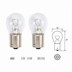 LAMPADINE PER INDICATORE DI DIREZIONE POSTERIORE AUTO 382 12V 21 W BA15S L-P076