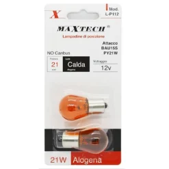 LAMPADINE POSIZIONE AUTO BAU15S PY21W 12V 21W LUCE CALDA ALOGENA NO CANBUS LP112