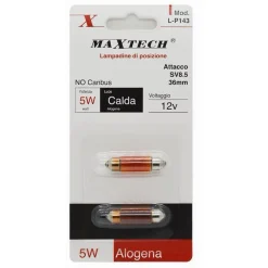 LAMPADINE POSIZIONE AUTO SV8.5 36MM 12V 5 W NO CANBUS LUCE CALDA ALOGENA L-P143