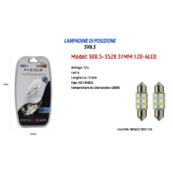 LAMPADINE POSIZIONE MAXTECH SV8.5-3528 31MM 12V 6LED LAMPADINE ULTRA LUMINOSE 6000K