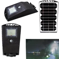 LAMPIONE FARO FARETTO SOLARE LAMPADA 60 LED SMD PER ESTERNI 30W PANNELLO SOLARE