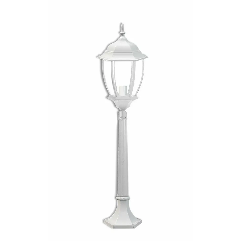 LAMPIONE GIARDINO 870MM LANTERNA IN VETRO E27 LUCE ESTERNO ALLUMINIO ES39 BIANCO