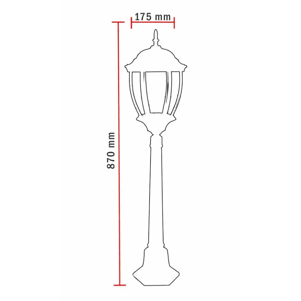 LAMPIONE GIARDINO 870MM LANTERNA IN VETRO E27 LUCE ESTERNO ALLUMINIO ES39 BIANCO