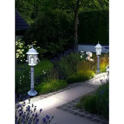 LAMPIONE GIARDINO 870MM LANTERNA IN VETRO E27 LUCE ESTERNO ALLUMINIO ES39 BIANCO