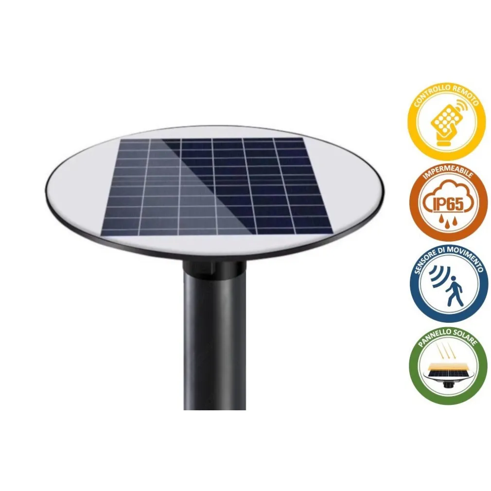 LAMPIONE LED 100W CON PANNELLO ENERGIA SOLARE IP65 SENSORE MOVIMENTO SO-GD-100W