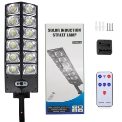 LAMPIONE SOLARE DA 10000 LUMEN CON SENSORE DI MOVIMENTO E TELECOMANDO A LED IP65